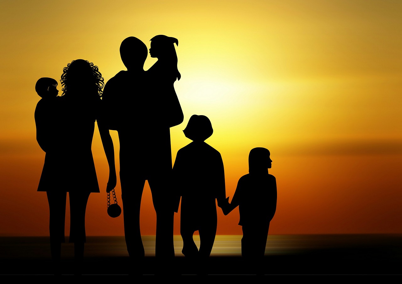 Stencil image of a family portrait